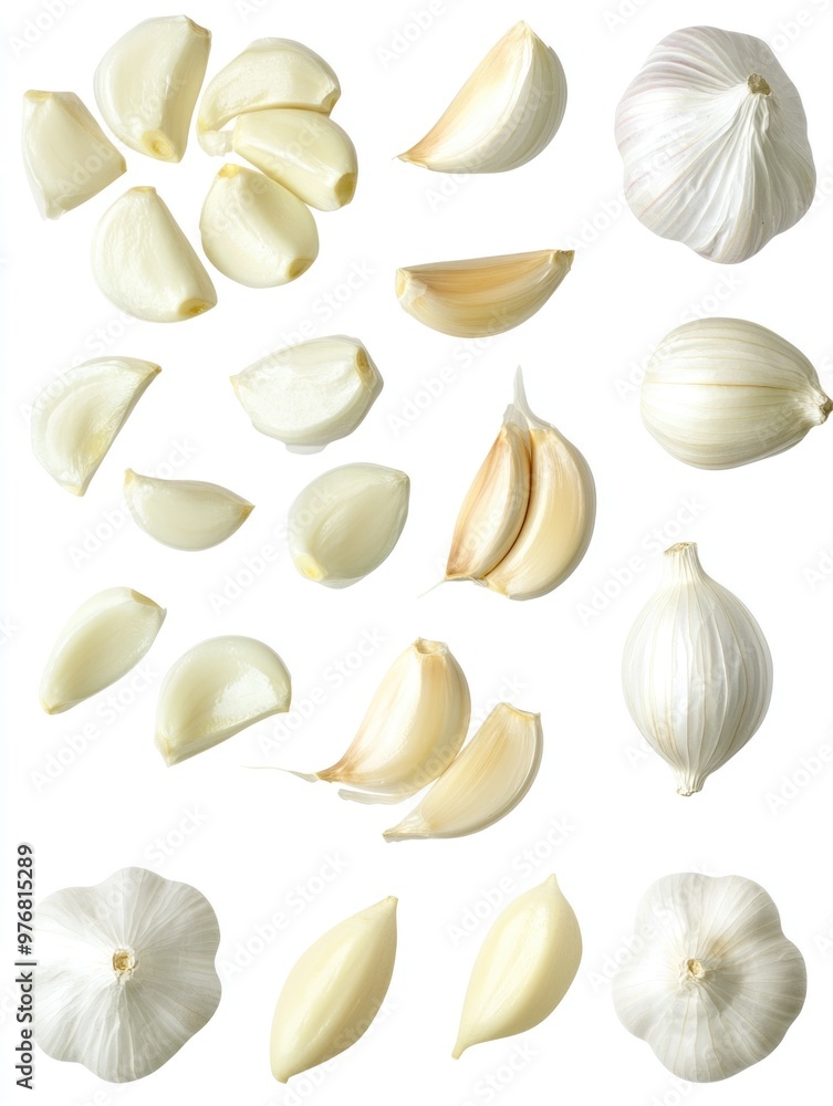 Fototapeta premium Garlic Cloves on White