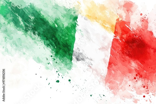 Italian Watercolor flag art, unique Italy flag design