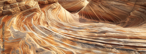 A surreal sandstone formation, shaped by wind and water into intricate patterns and textures, standing sentinel in the desert landscape photo