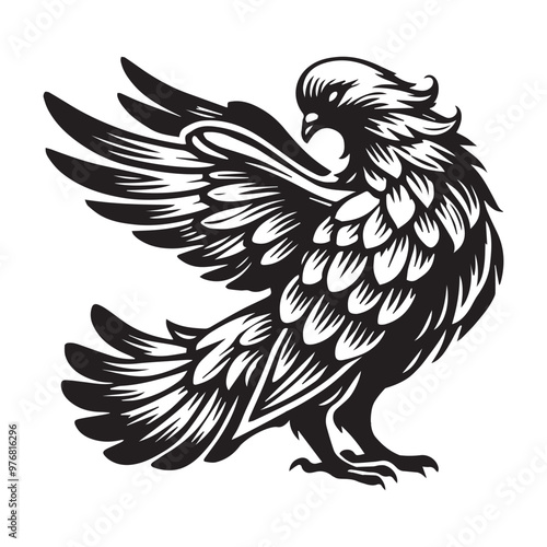 Domestic pigeon Outline Clipart -  Columbidae Bird Vector illustration in black and white 