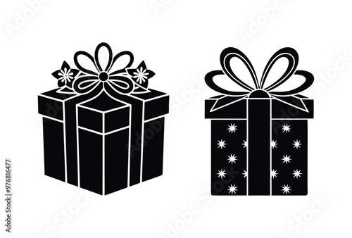 Set of Colorful Gift Boxes with Decorative Bows flat Design Vector Icons