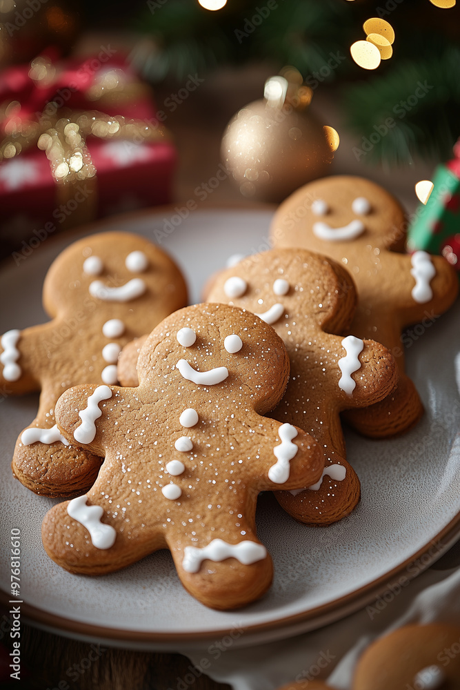 gingerbread men on a plate, christmas gingerbread men on a plate, christmas