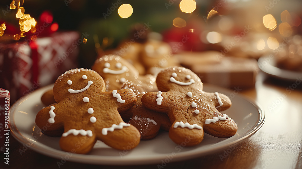 gingerbread men on a plate, christmas gingerbread men on a plate, christmas