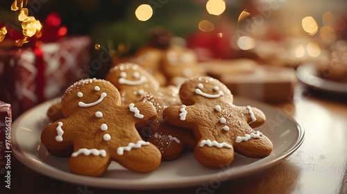 gingerbread men on a plate, christmas