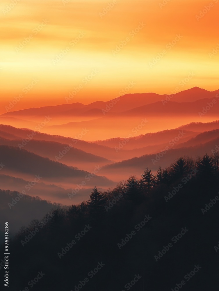 Fototapeta premium Mountain Range at Sunset
