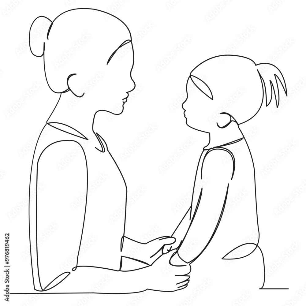 One continuous single drawing line art flat doodle parent, people, mother, girl, child, daughter. Isolated image hand draw contour on a white background
One continuous single drawing line art flat doodle parent, people, mother, girl, child, daughter. Isolated image hand draw contour on a white background