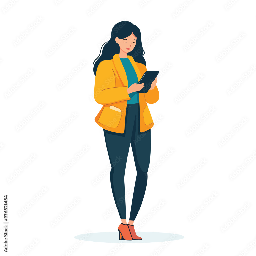 Fototapeta premium A woman holding a phone in her hand