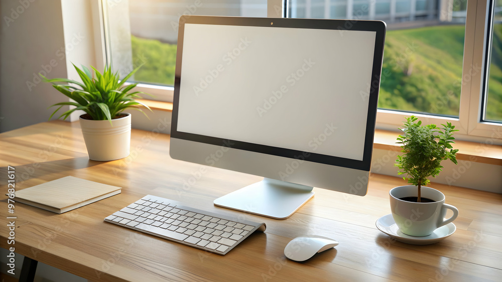 Computer on table with keyboard and mouse, technology, desk, office, workspace, modern, laptop, communication, internet Computer on table with keyboard and mouse, technology, desk, office, workspace, modern, laptop, communication, internet
