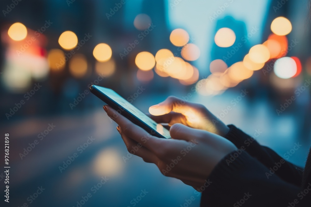 A Person Using A Smartphone In An Urban Setting