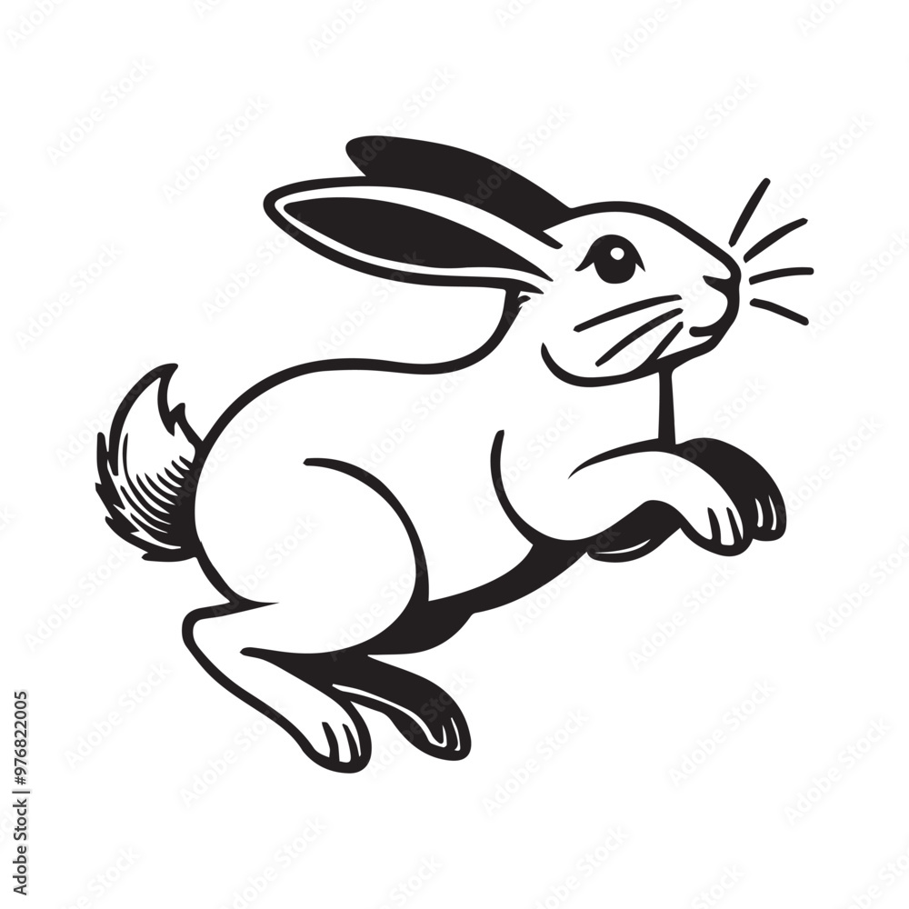 Cute Rabbit Vector illustration in black and white - Rabbit Outline Clipart Design Cute Rabbit Vector illustration in black and white - Rabbit Outline Clipart Design