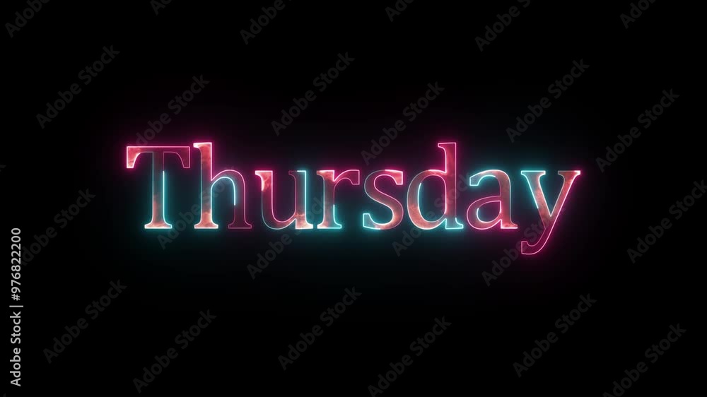 Thursday word written with black background. Week series - THURSDAY and retro lettering icon. Thursday word written with black background. Week series - THURSDAY and retro lettering icon.