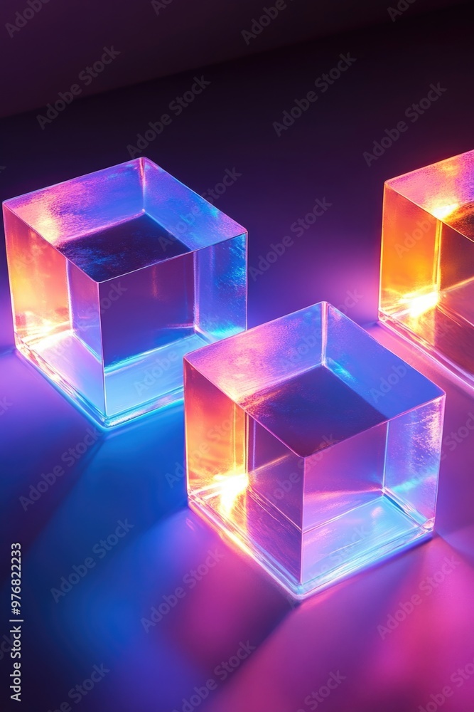 Illuminated Cubes on Table Illuminated Cubes on Table