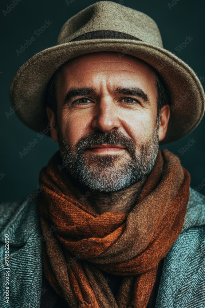 Man in hat and scarf Man in hat and scarf