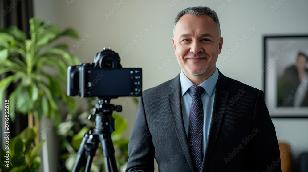 Confident professional posing for a photo shoot in an office setting during daylight hours with plants in the background Confident professional posing for a photo shoot in an office setting during daylight hours with plants in the background