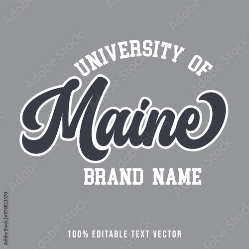 Maine text effect vector. Uniersity of Wyoming printable text for tshirt. photo