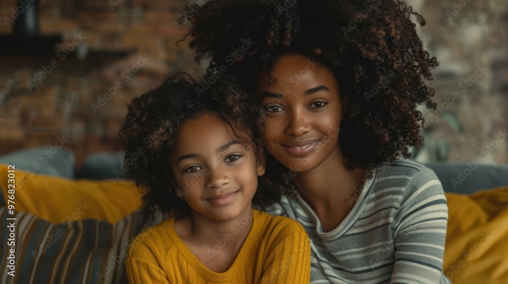 A mother and daughter share a loving smile. AI. A mother and daughter share a loving smile. AI.