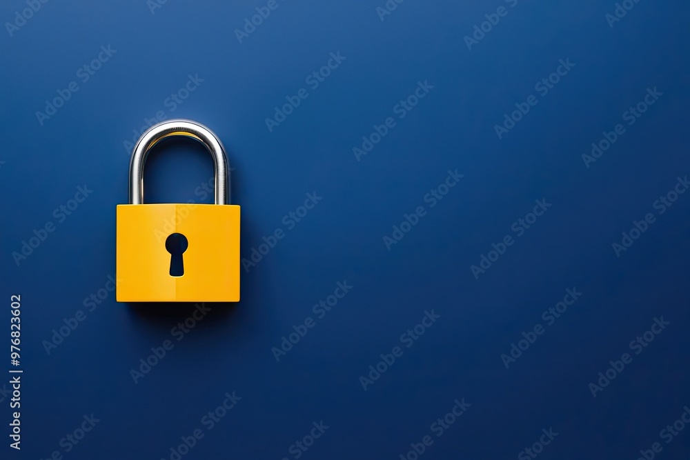 Revolutionary Cybersecurity Padlock for Enhanced Data Protection and Privacy on Cobalt Blue Backdrop Revolutionary Cybersecurity Padlock for Enhanced Data Protection and Privacy on Cobalt Blue Backdrop