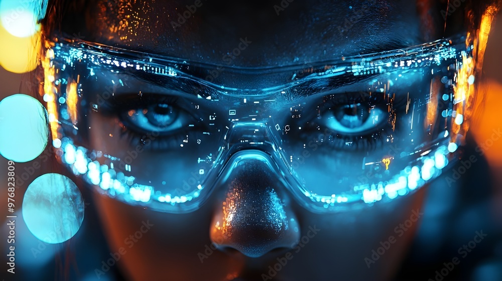 Futuristic woman with glasses, cyber Futuristic woman with glasses, cyber
