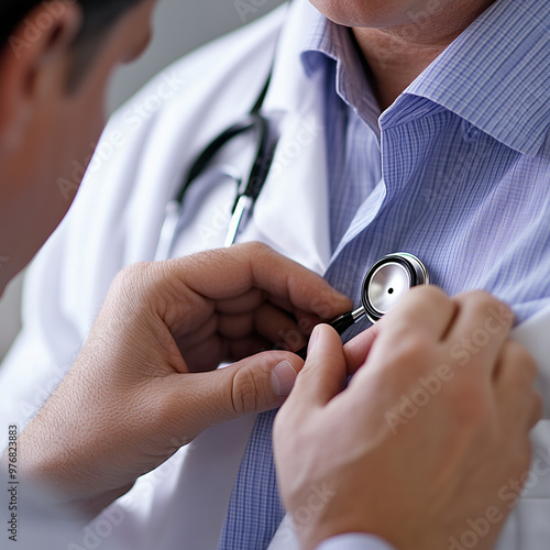 This image shows a blood pressure measurement. A doctor or nurse is using a blood pressure monitor to measure blood pressure on a patient.