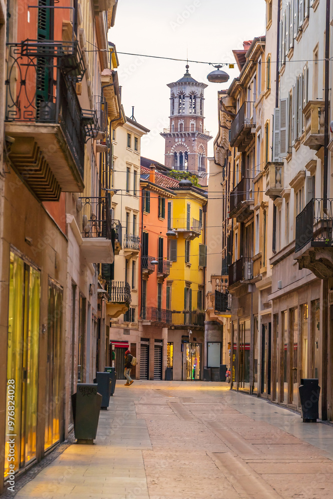 Fototapeta premium Verona city downtown skyline, cityscape of Italy