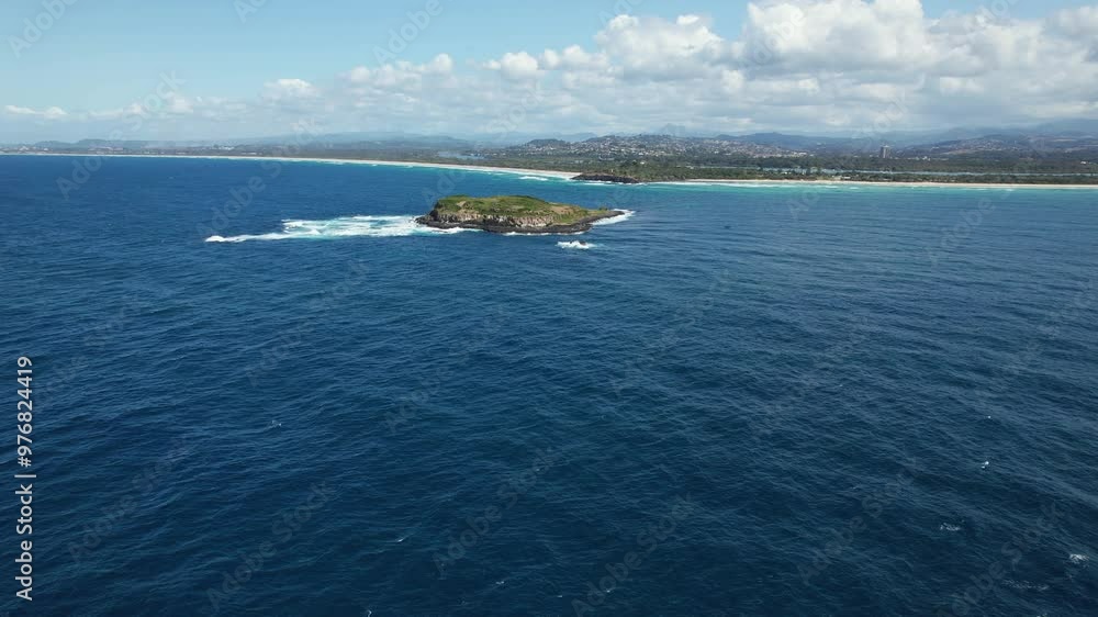 Cook Island And Fingal Headland In New South Wales, Australia - Aerial Shot Cook Island And Fingal Headland In New South Wales, Australia - Aerial Shot