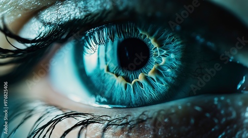 Photo of a striking blue eye up close 