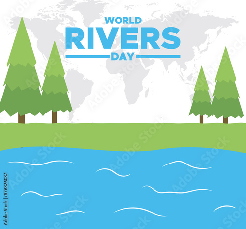 World Rivers Day, 22 September, Rivers day social media template design, banner, ads, post, reel, flyer, poster, banner ads design, vector or stock illustration. photo