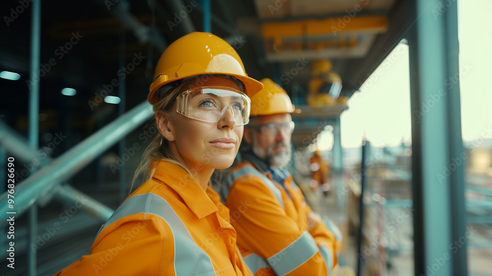 Professional Engineers at a Construction Site Man and Woman Professional Engineers at a Construction Site Man and Woman