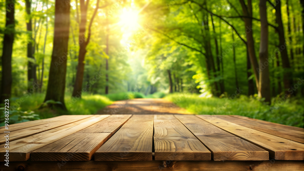 Peaceful image of empty wooden table in nature setting, serene, tranquil, table, empty, wooden, nature, peaceful, calm Peaceful image of empty wooden table in nature setting, serene, tranquil, table, empty, wooden, nature, peaceful, calm