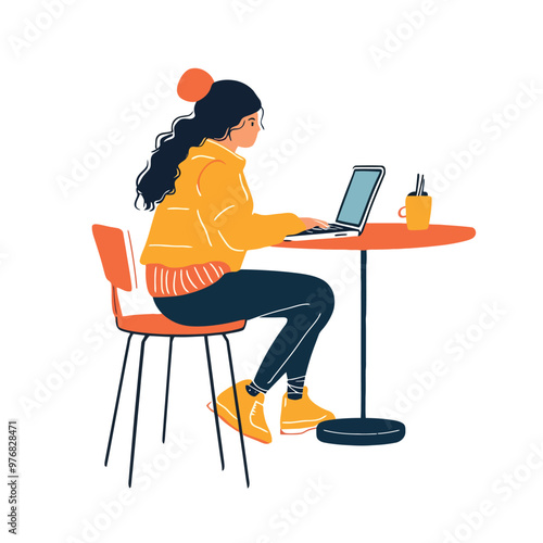 A freelance woman working on a laptop
