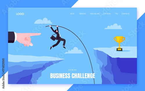 Businessman jumps pole vault over graph bars flat style design vector illustration business concept. Business growth and goal achievement concept.