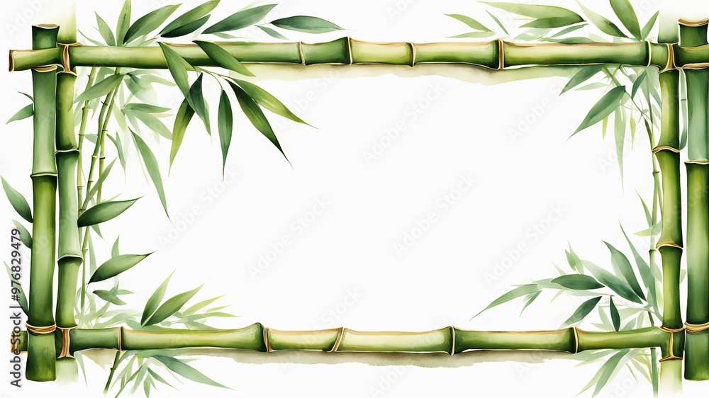 Bamboo frame painted with watercolors Bamboo frame painted with watercolors