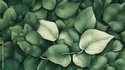 Wallpaper Mural Oil painting background illustration of leaves, the abundance of nature. Torontodigital.ca