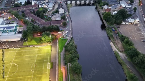 Aerial view of the bridge over the Mourne River in Strabane in Northern Ireland photo