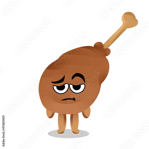 chicken thigh mascot tired expressing boredom