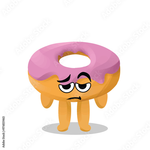 donut mascot tired expressing boredom