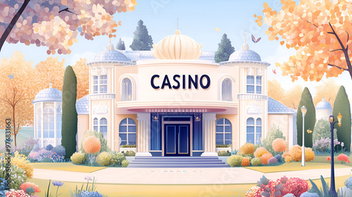 Illustration of luxury casino exterior photo