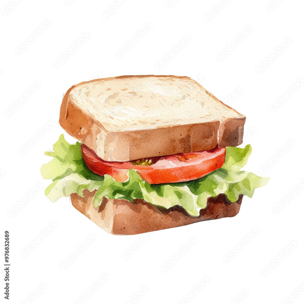 Fresh homemade sandwich with lettuce and tomato on white bread Fresh homemade sandwich with lettuce and tomato on white bread