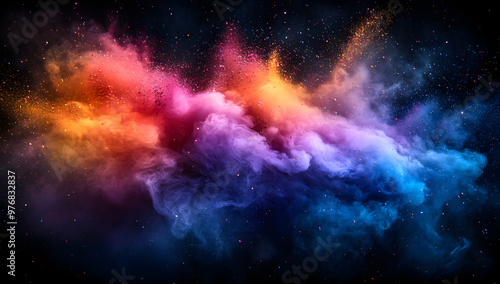 “An Explosion of Colorful Smoke and Dust Against a Dark Background” 