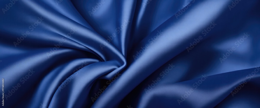 Fototapeta premium Luxurious Blue Silk Fabric with Elegant Rich Folds