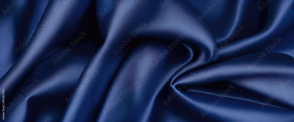 Fototapeta premium Luxurious Blue Silk Fabric with Elegant Rich Folds