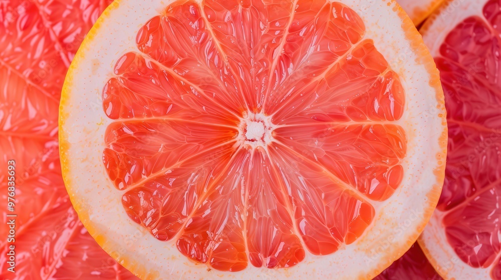 Grapefruit Slice Marvel, vibrant hues, detailed textures, showcasing the juicy segments and zesty essence of citrus, inviting a refreshing taste experience. Grapefruit Slice Marvel, vibrant hues, detailed textures, showcasing the juicy segments and zesty essence of citrus, inviting a refreshing taste experience.