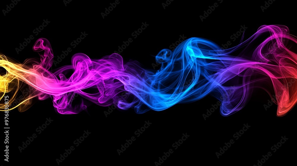 Abstract colorful smoke swirls on a black background. Abstract colorful smoke swirls on a black background.