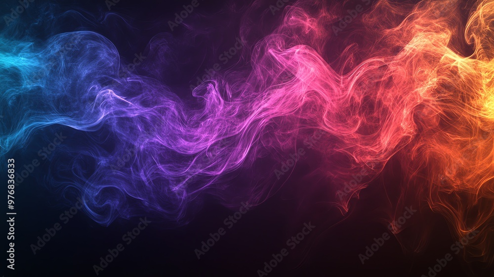 Abstract colorful smoke swirls against a black background. Abstract colorful smoke swirls against a black background.