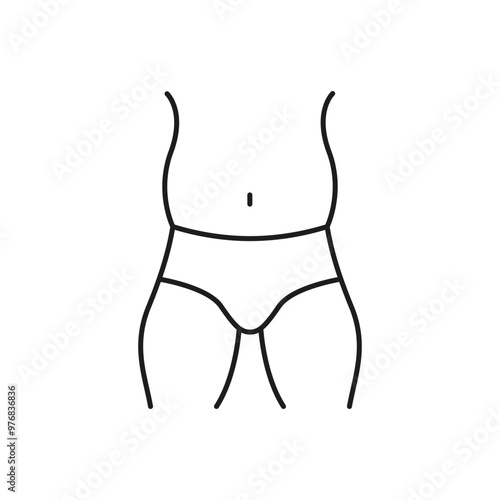 Overweight Male Body Line Icon, Weight Management. Man Figure Highlighting Physical Appearance And Conditioning. Isolated Vector Illustration