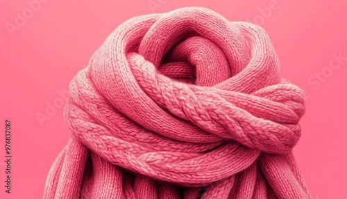 Whimsical Pink Wool Scarf Illustration in Charming Cartoon Style Perfect for Stock Images and Winter Designs
