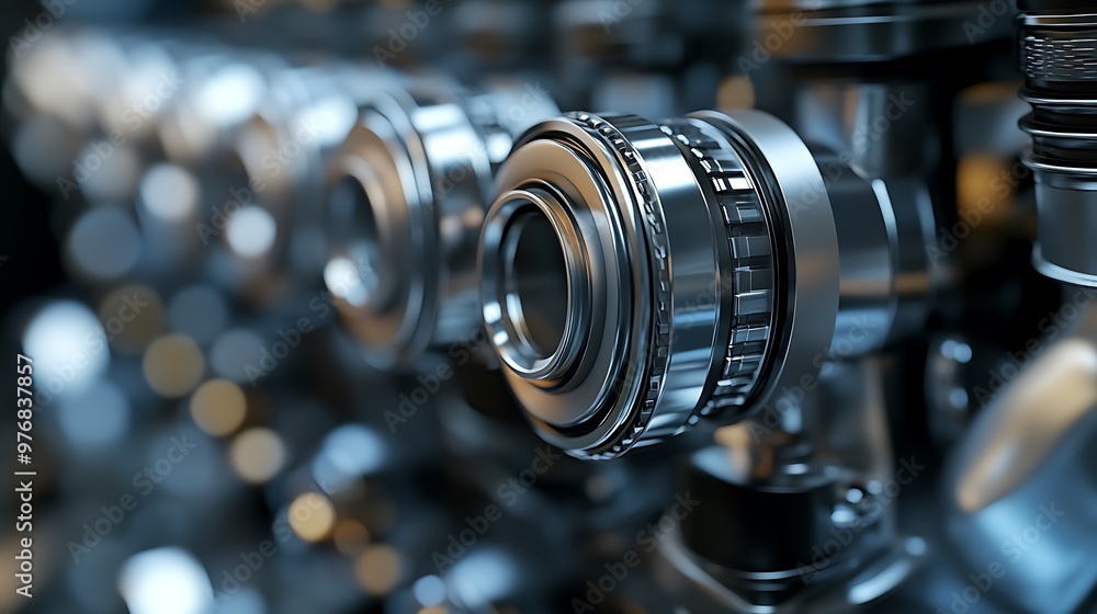 Close up of Metal Gears and Bearings in a Machine Close up of Metal Gears and Bearings in a Machine