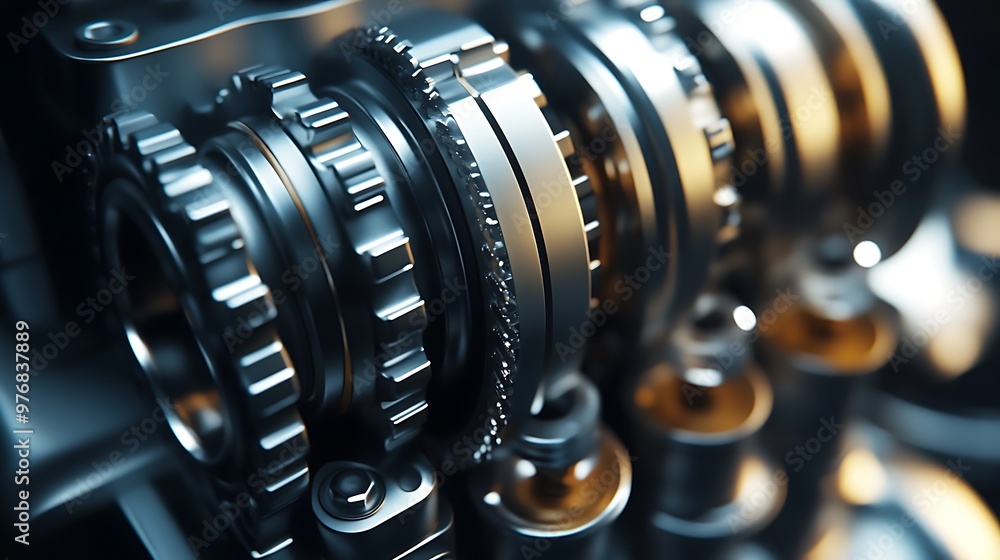 Close Up of Metal Gears in a Complex Machine Close Up of Metal Gears in a Complex Machine