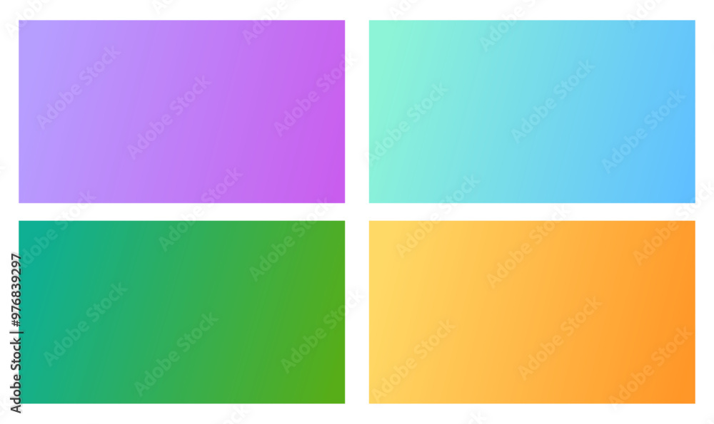 Fototapeta premium Smooth gradient background set for web and social media. Beautiful bright vector wallpaper collection. Purple, blue, green, orange