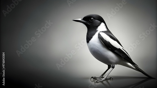 Black and white bird with a sleek and modern design , bird, animal, black and white,logo design, graphic, elegant, modern photo